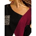 thumbnail image 3 of DYMADE Women Plus Size V-neck Long Sleeve Casual Leopard Splice T-shirt Top, 3 of 4