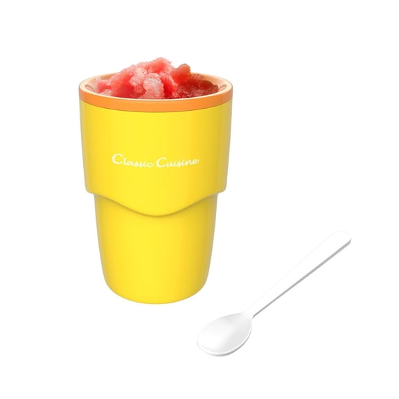 Slushy Maker-Single Serving Frozen Treat Cup for Easy to Make Homemade Slushes, Milkshakes, Smoothies, Cocktails, and More by Classic Cuisine (Yellow)