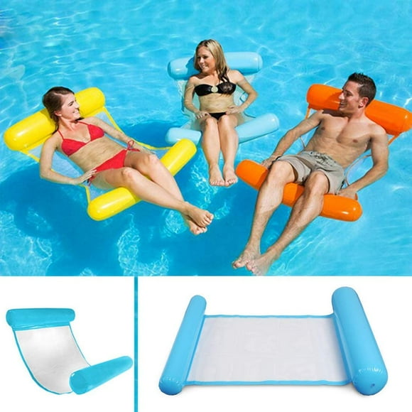 Lit de bain gonflable, hamac à eau Chaise longue 4 en 1 Matelas pneumatique pour salon de piscine Hamac gonflable pour piscine Hamac gonflable pour piscine pour adultes et enfants (Bleu)