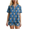 thumbnail image 5 of UngA Silk Christmas Pajamas for Women Button Down Pajamas Set Short Sleeve Sleepwear Bride Soft Pj Lounge Sets Womens Christmas Pajamas,Size M, 5 of 7