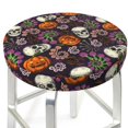 thumbnail image 3 of Kdxio Halloween With Skull Print Elastic Bar Stool Cover Personalized Washable Stool Cover for Barbershop Home Bar Kitchen-12 inch, 3 of 7