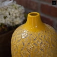 thumbnail image 4 of Faryn Distressed Diamond Pattern Vase – Decorative Ceramic Flower Vase for Home, Table, and Living Room Décor (Size- 6.50"x10.00"H, Yellow), 4 of 11