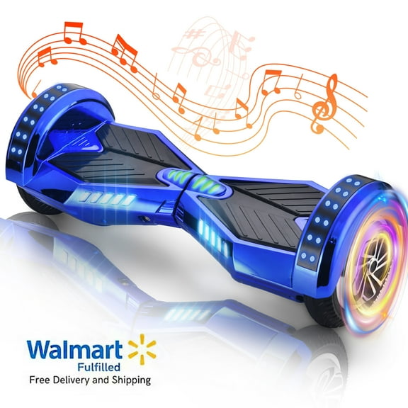 WEELMOTION 8" Chrome Blue  Off-Road Hoverboard for Kids & Adults, UL 2272 Certified, LED Lights, Bluetooth Speaker, All Terrain 8 Inch Hoverboard with Bag, Dual 300W Motor up to 8km/h