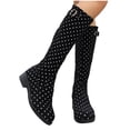 thumbnail image 6 of Yeahitch Polka Dot Print Women Boots Knee High Low Heel Women's Boots Round Toe Chunky Heel Warm Comfortable Tall Boots, 6 of 9
