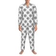 Adobk Retro Compass Print Mens Pajamas Set Long Sleeve Soft Pajamas for