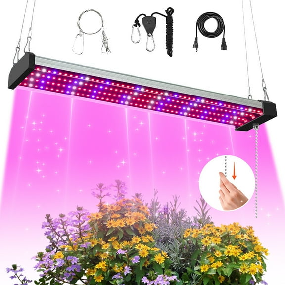 DONGPAI LED Grow Lights for Indoor Plants Full Spectrum 20" 4 Row Plant Lights with Pull Chain Switch Connectable for Indoor Growing Greenhouse Hydroponic
