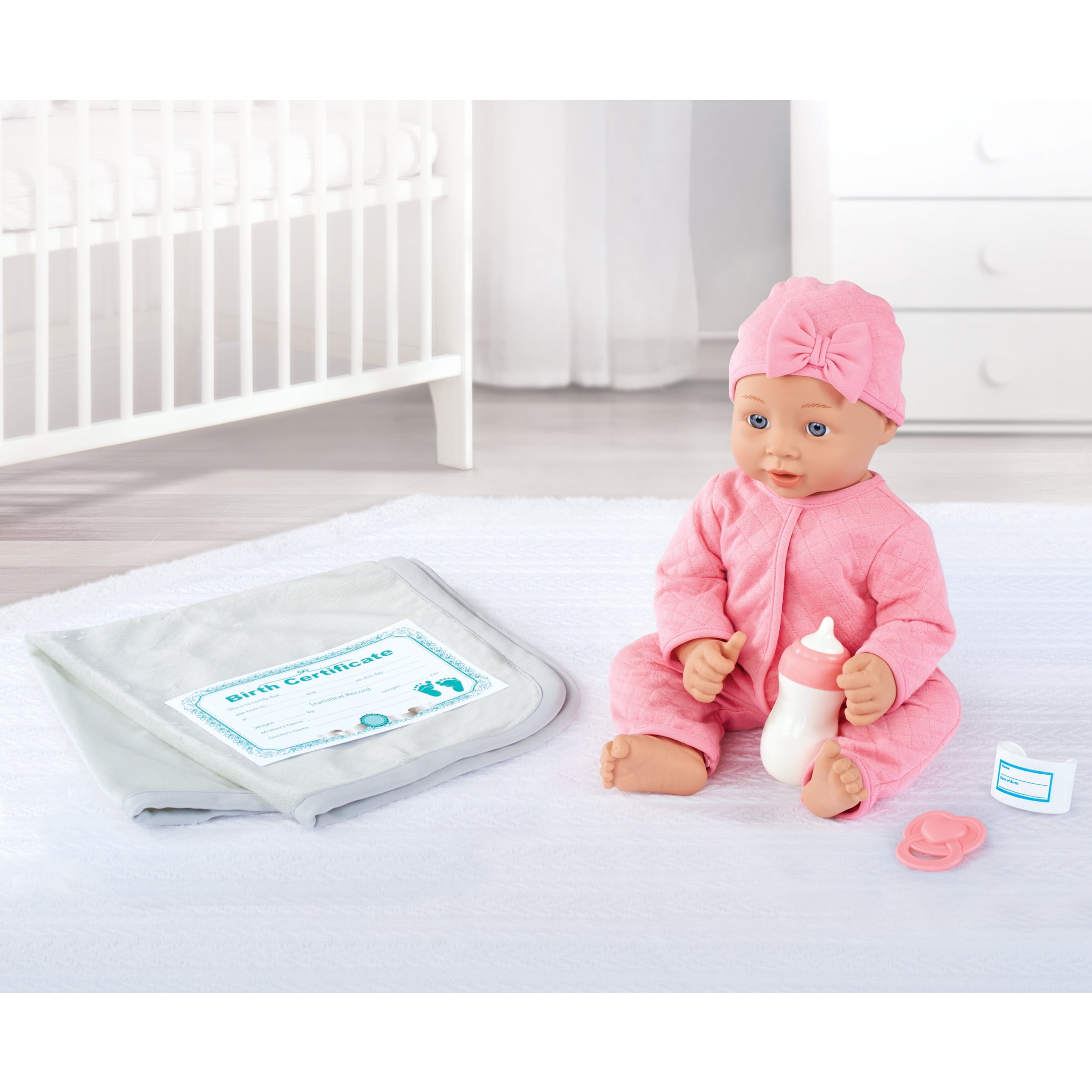My Sweet Love Newborn Baby Doll Play Set, Rose Pink Outfit, 14-inch Doll, 8 Pieces Included