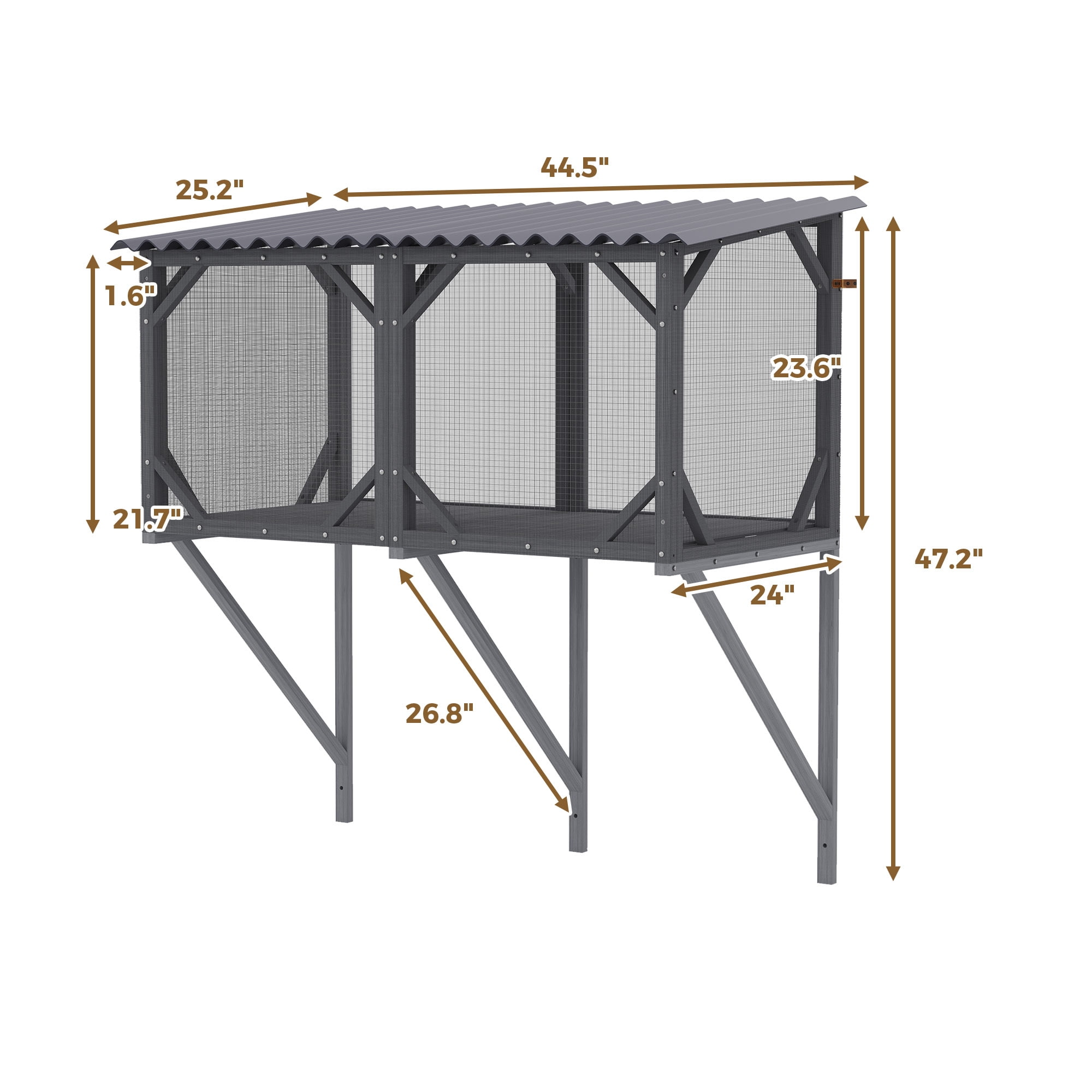 Jopath 43.3" Catio Outdoor Cat Enclosure for Sunbathing Napping and Viewing Window Perch for Large Indoor Cats Gray