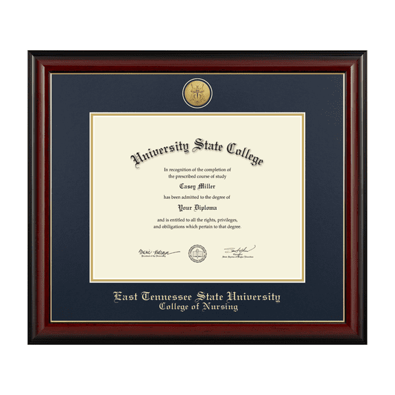 East Tennessee State University College of Nursing Diploma Frame, Document Size 14" x 11"