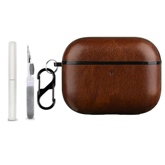 Allytechgroup for Airpods Pro 3rd Gen (2025) with Keychain & Cleaning Kit, PU Leather Visible Front LED Shockproof Full Body Protective Cover Headphone Case for Airpods Pro 3 (USB-C), Darkbrown