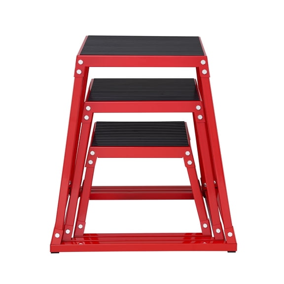 Dranite Plyometric Jump Boxes 3-Size Set, 12/18/24 Inch Anti-Slip Platform for Home Gym