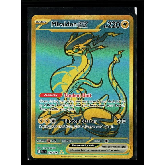 Collectible 2024 Paldean Fates Miraidon EX Secret Rare UR Holo #243/91 English Pokemon Card