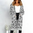 thumbnail image 2 of Fesfesfes Women Sweaters Long Sleeve Long Cardigan Leopard Printed Robe Tops Ladies Coats Blouse Tops with Pocket, 2 of 5