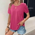 thumbnail image 4 of Flash Deals! Summer Shirts for Women, ZHUGeLI Fashion Women's Casual Solid Color Short Sleeve Round-Neck Blouses Shirts, 4 of 7