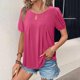 thumbnail image 4 of Camisas de Manga Corta para las Mujeres Casual Color Sólido Cuello Redondo Blusa, Poliéster Ligero Primavera Y Verano Superior, 4 of 8