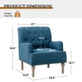thumbnail image 5 of Wooden Armchairs set of 2 Nailhead Trim Carved Legs Comfy Accent Chair Tufted Back Home Living Room Blue, 5 of 6