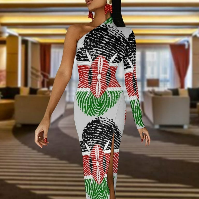 LINGTIAN Identity: Kenyan Half Dleeve Split Dress Loose Summer Dress Ladies Dresses for Special Occasion, Women's, Size: Medium