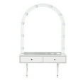 thumbnail image 4 of Yoneston Wall Mounted Hanging Vanity Table with LED Mirror, 2 Drawers & Outlets and USB Ports, Small Makeup Desk for Bedroom Dressing Room Hotel Apartment, White, 4 of 9