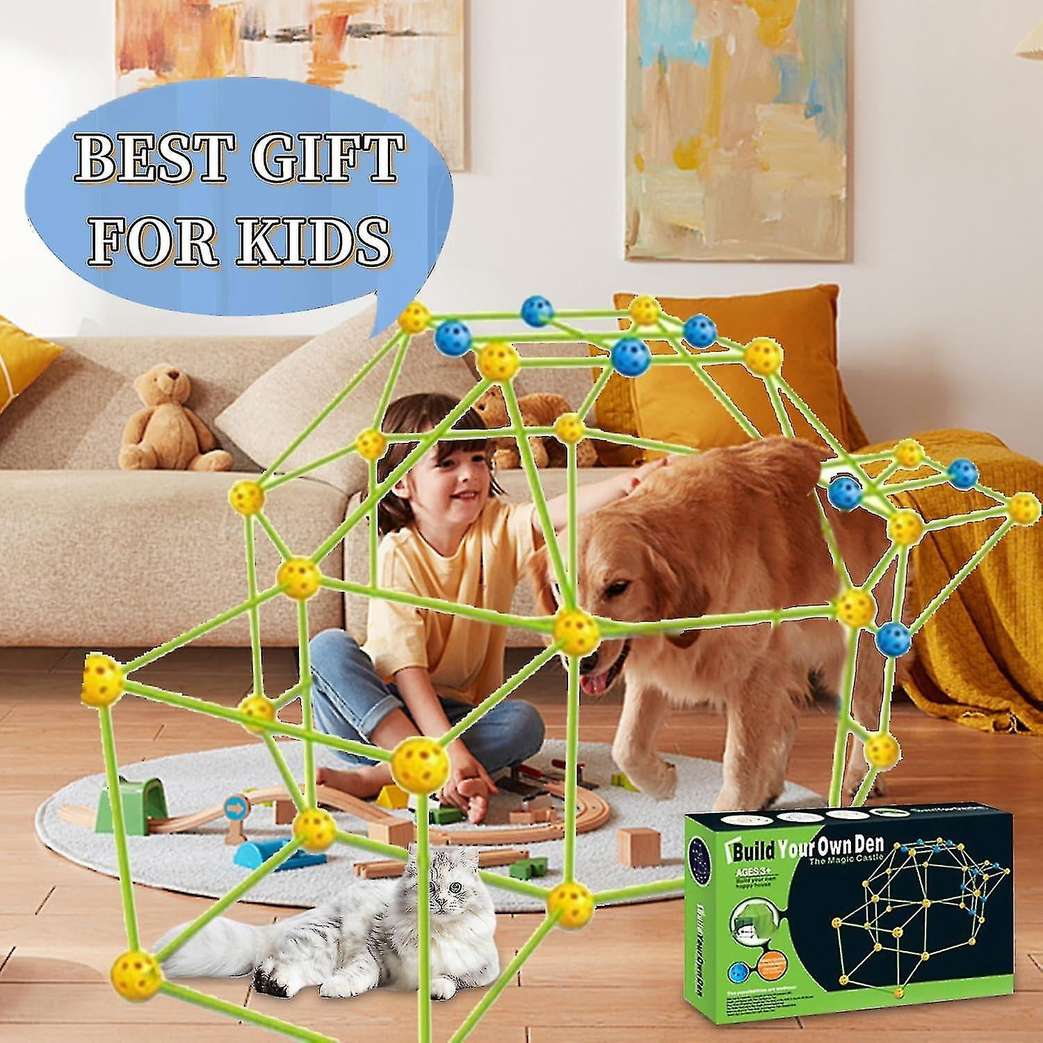 120pcs Den Building Kit For Kids Fort Building Kit Construction Straws And Connectors Toys Fortress Building Toys For 5 Years Old Boys Girls Childr Walmart