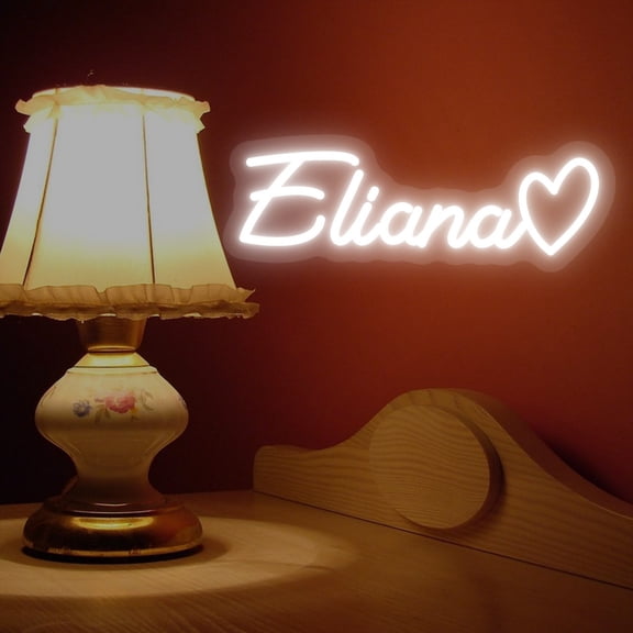 UPONRAY Single Line Custom Neon Signs with Heart, Usb Powered with Adjustable Brightness Wall Decor for Gifts, Cool White, 5 inch