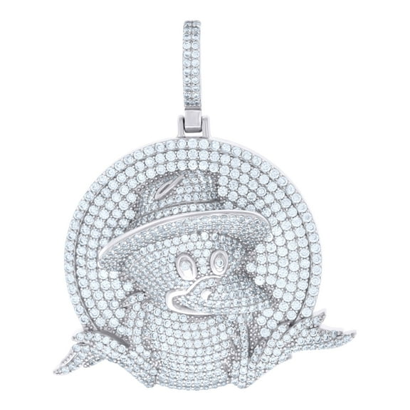 925 Sterling Silver Mens Cubic-Zirconia Fashion Charm Pendant