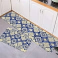 thumbnail image 3 of Kitchen Rugs and Mats,Navy Blue Ethnic Geometric Rhombus 2 Piece Anti Fatigue Area Runner Rug Set Comfort Standing Floor Mat,Retro Abstract Art Non Slip Absorbent Doormats for Laundry/Bathroom, 3 of 6
