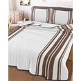 thumbnail image 3 of Quilts Twin Size Bedding Set, Brown Striped Lightweight Quilted Comforter, Farmhouse Simple Line Vertical Stripes Soft Reversible Bedspread Coverlet with Pillow Covers for All Season, 68" x 86", 3 of 7