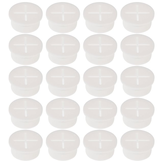 20 tapones de goma cruzados para cargador de cable USB, protector de orificio para enrollador, color blanco