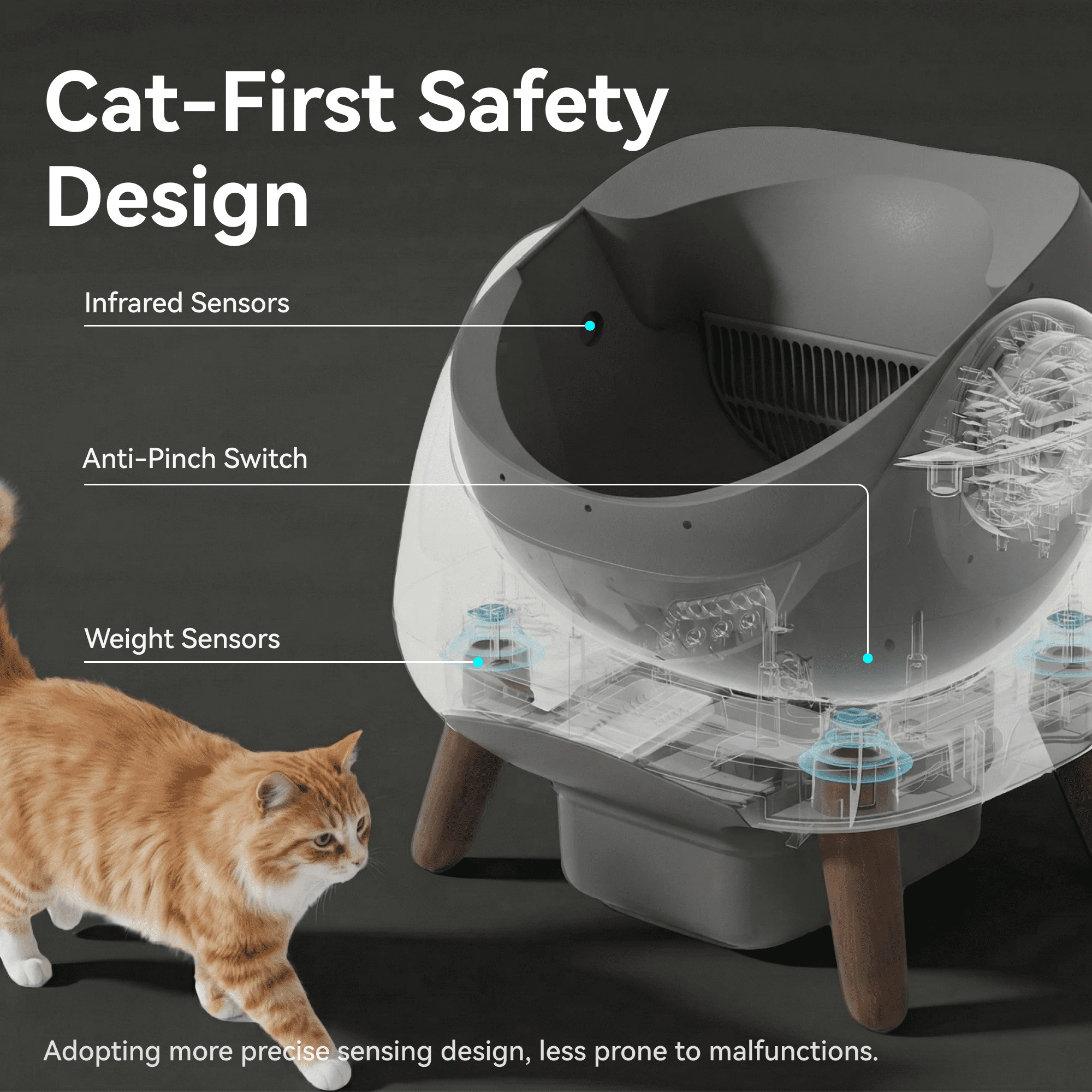 CATLINK Extra Large Automatic Self-Cleaning Cat Litter Box with Waste Bags, 5GHz & 2.4GHz Wifi Connect, Single Cat Best Choice, Grey