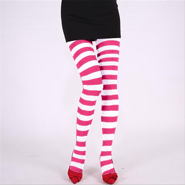 Collants Rayés Colorés Patchwork pour Femmes d'Halloween et de Noël