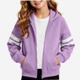 thumbnail image 4 of HAOTAGS Kids Hooded Sweatshirt (5-14) Winter Fleece-lined Zipper Warm Jacket Purple Size 13, 4 of 7