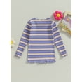thumbnail image 5 of Musuos Kids Baby Girl Shirt 12 18 24M 3 4T Long Sleeve Casual Stripe Print Lettuce Trim Tops Cute Pullovers for Toddler, 5 of 10