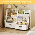 thumbnail image 4 of Kids Bookshelf and Toy Storage Organizer, 3 Tier Kids Bookcase, Sling Bookshelf and 2 Toy Bins with Toy Storage Organizer for Children Room, Playroom, Nursery, White, 4 of 9