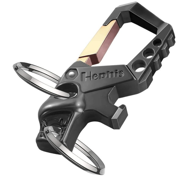 Hephis Heavy Duty Key Chain Bottle Opener,Carabiner Car Key Chains for Men and Women(Matte Black)