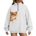 thumbnail image 6 of Glisme Sweatshirt For Women Hoodies With Cat Bag Plus Size Cat Dog Carrier Long Sleeve Sweatshirt Cute Pet Holder Hoodie Versatile Top Daily Wear White, 6 of 9
