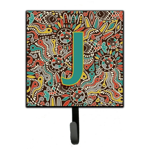 Letter J Retro Tribal Alphabet Initial Leash or Key Holder