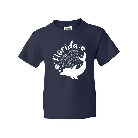 Inktastic Florida Cities with Dolphin Youth T-Shirt