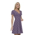 thumbnail image 1 of Women’s A Line Purple Summer Dress, Retro Triangle Arrangement, Cross Wrap V Neck, 6 Sizes, by Ambesonne, 1 of 2