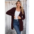 thumbnail image 2 of SHOWMALL Women Lightweight Cardigan Long Sleeve Button Down V Neck Casual Lightweight Knit Sweater Open Front Cardigan, US Size Small, Burgundy, 2 of 7