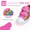 thumbnail image 3 of FUNCOO PLUS Kids Sneakers Toddler Girls Canvas Shoes with Hook and Loops, Butterfly, Size 1, 3 of 6