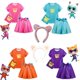 thumbnail image 2 of Conjunto de tres piezas de falda plisada de manga corta para niña con estampado de dibujos animados de SuperKitties, diadema y bolso, disfraz de cosplay, 2 of 5