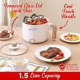 thumbnail image 3 of Brentwood 1.6-Qt. Multi-Function Electric Hot Pot Cooker with Stainless Steel Food Steamer and Ceramic Non-Stick Coating, White, HPS-3172W, HPS-3172W, 3 of 5