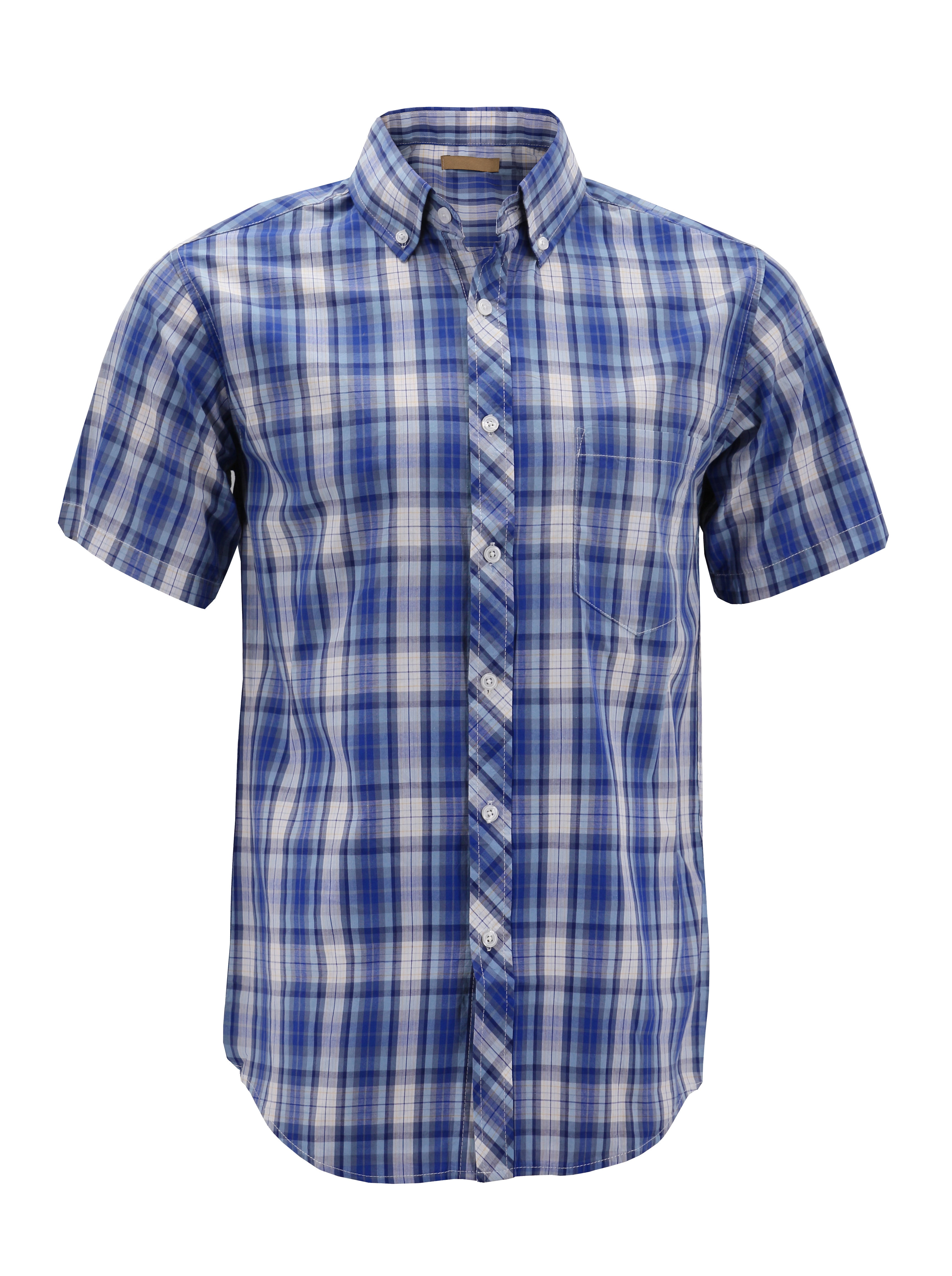 VKWEAR - Men’s Cotton Casual Short Sleeve Classic Collared Plaid Button