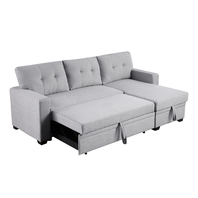 82" L-Shaped Convertible Sleeper Sectional Sofa with Pull-Out Bed, Storage Chaise, Removable Back Cushions, Modular Corner Couch for Living Room, Apartment, Home Office