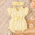 thumbnail image 2 of Elainilye Fashion Baby Girls Summer Rompers Dress Princess Dress Puff Sleeve Jumpsuit Headband Two-piece Set Sizes Newborn-12M, 2 of 9