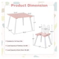 thumbnail image 3 of Kids Table and Chair Set, Children Wooden Activity Table & 2 Chairs Set, Solid Wood Legs, Easy Assembly, 3 Piece Rabbit Themed Toddler Furniture Set for Art (Pink), 3 of 9