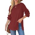 thumbnail image 3 of Fashnice Chandails pour Femmes Col Rond Chandail à Manches Longues Chandail Doux d'Automne Chandails Rouge Brique m, 3 of 6