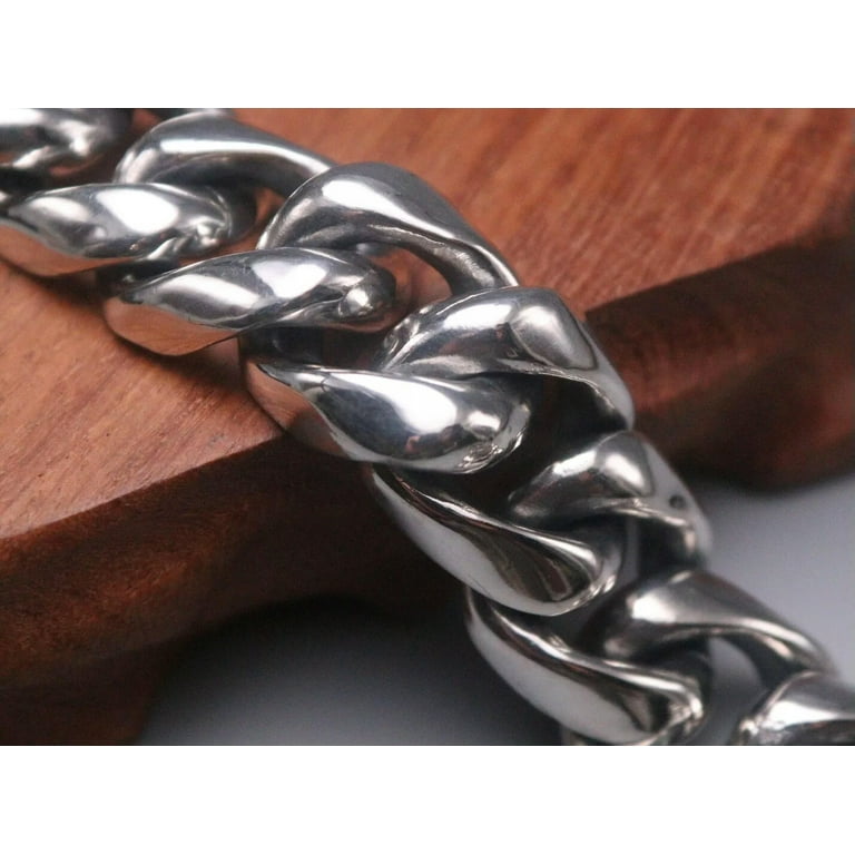 K-KED Solid 925 Sterling Silver Men's Bracelet For Man 20mm Thick