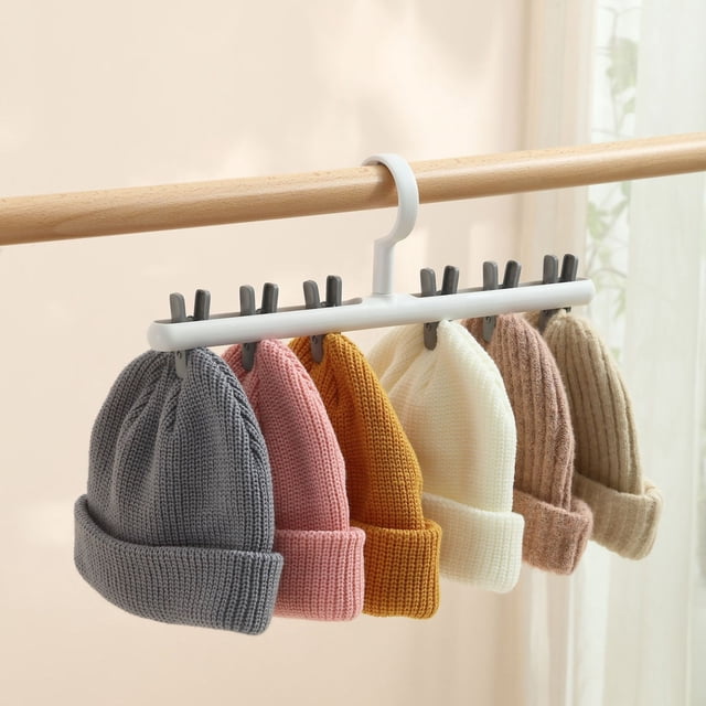 Tendedero para calcetines y ropa interior con 6 pinzas resistentes | Gancho giratorio de 360° para balcón y lavadero | Percha resistente al viento para calcetines, gorros, bufandas, pantalones y