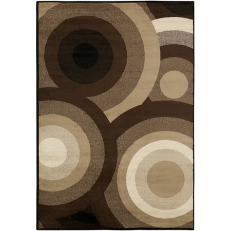2.15' x 7.5' Intramural Spheres Brown and Tan Shed-Free Thin Pile Area Throw Rug